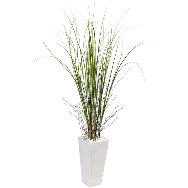 Nearly Natural Bamboo Grass in White Tower Ceramic 6963 - main